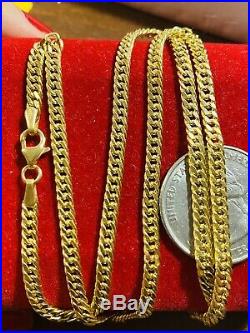 18K Fine Saudi Gold Unisex Curb Chain Necklace With 20 Long 3.5mm USA Seller