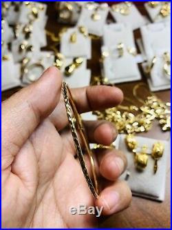18K Fine Saudi Gold Women's Bangle Bracelet Freesize s-m-l