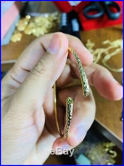 18K Fine Saudi Gold Women's Bangle Bracelet Freesize s-m-l