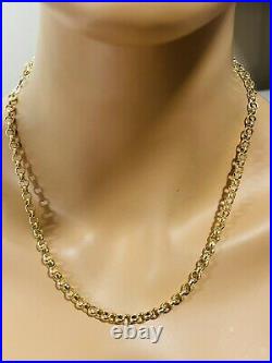 18K Fine Saudi Gold Womens 20 Long Rolo Chain Necklace 5mm Wide 7.2g Fast Ship
