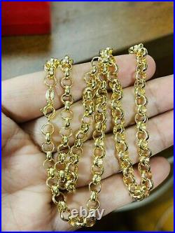 18K Fine Saudi Gold Womens 20 Long Rolo Chain Necklace 5mm Wide 7.2g Fast Ship