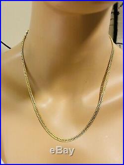18K Fine Saudi Gold Womens Curb Chain Necklace With 20 Long 4mm Free Ship 8.6g
