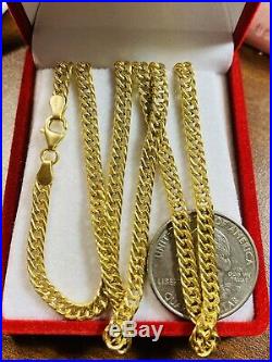 18K Fine Saudi Gold Womens Curb Chain Necklace With 20 Long 4mm Free Ship 8.6g