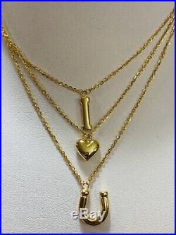 18K Fine Saudi Gold Womens IU Necklace With 17-18 Long USA Seller(3 Layers)