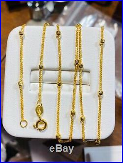 18K Fine Yellow Gold Balls Stud Womens Necklace With 18 Long USA Seller