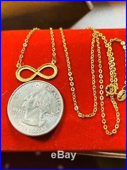 18K Fine Yellow Gold Infinity Womens Necklace With 18 Long USA Seller