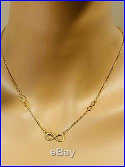 18K Fine Yellow Gold Infinity Womens Necklace With 18 Long USA Seller