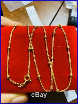 18K Fine Yellow Gold Womens Necklace With 16 Long USA Seller