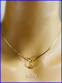 18K Fine Yellow Gold Womens Set Necklace & Earring With 16 Long USA Seller