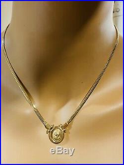 18K Fine Yellow Saudi Gold 18 Cameo Necklace With 3.2mm Wide USA Seller