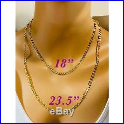 18K Fine Yellow Saudi Gold Curb Womens Necklace With 18 Long 4mm USA Seller