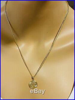 18K Fine Yellow Saudi Gold Dragon Womens Necklace & Pendant With 20 Long 2.5mm