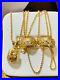 18K Fine Yellow Saudi Gold Set Necklace & Earring With 18 Long Chain USA Seller