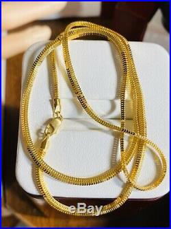 18K Fine Yellow Saudi Gold Snake Womens Necklace With 18 Long 2.5mm USA Seller