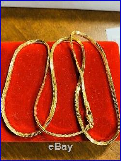 18K Fine Yellow Saudi Gold Snake Womens Necklace With 18 Long 2.5mm USA Seller