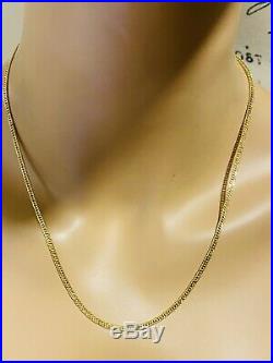 18K Fine Yellow Saudi Gold Womens Cuban Chain Necklace With 20 Long 2.5mm