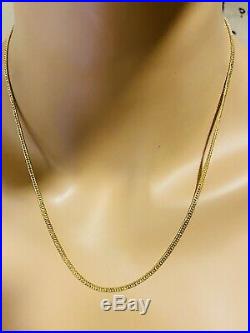 18K Fine Yellow Saudi Gold Womens Cuban Chain Necklace With 20 Long 2.5mm