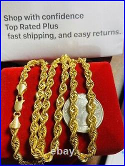 18K Fine Yellow Saudi Gold Womens Rope Chain Necklace With 20 5mm 12.61g