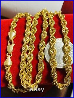 18K Fine Yellow Saudi Gold Womens Rope Chain Necklace With 20 5mm 12.61g