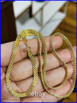 18K Fine Yellow Saudi Gold Womens Tauco Chain Necklace With 16 Long 4mm 5.1g
