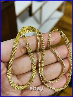 18K Fine Yellow Saudi Gold Womens Tauco Chain Necklace With 16 Long 4mm 5.1g