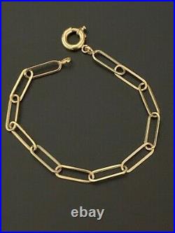 18K Gold Bracelet Saudi Gold Paperclips Chain Link Size 7.5