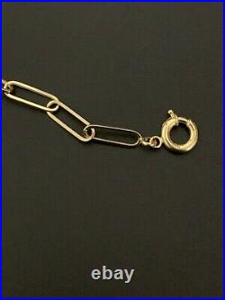 18K Gold Bracelet Saudi Gold Paperclips Chain Link Size 7.5