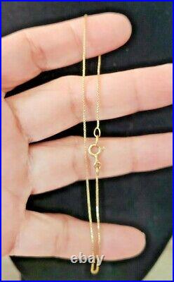 18K Real Italian Solid Gold Anklet, Box chain, 9long &1mm width