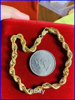 18K Saudi Gold 750 Fine Rope Mens Bracelet 8 Long 5mm USA Seller
