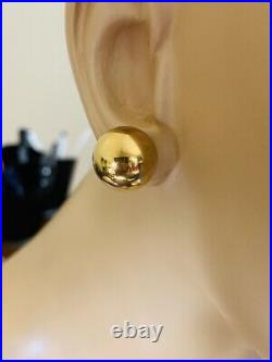18K Saudi Gold 750 Womens BALL Stud Earring Large Size FAST SHIP USA Seller