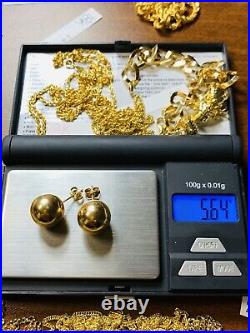 18K Saudi Gold 750 Womens BALL Stud Earring Large Size FAST SHIP USA Seller