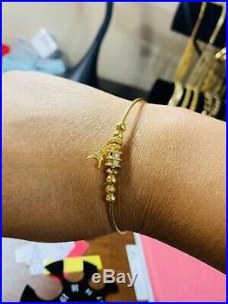18K Saudi Gold Bangle Bracelet 6-7 Sm/Med