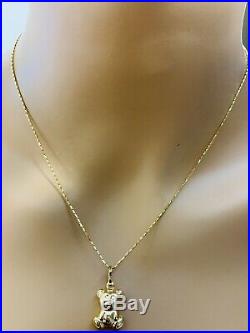 18K Saudi Gold Bear Necklace With 18 Long Chain