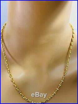 18K Saudi Gold Chain Necklace With 20 Long 4mm