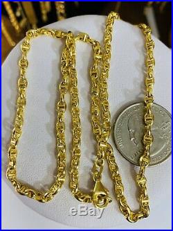 18K Saudi Gold Chain Necklace With 20 Long 4mm