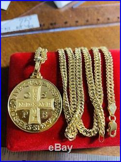 18K Saudi Gold Cross Necklace With 20 Long Chain