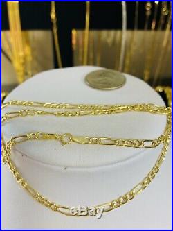18K Saudi Gold Figuro Chain Necklace With 18 Long 4mm