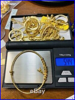 18K Saudi Gold Fine Bangle Bracelet Sm/Med 6-7