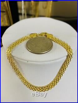 18K Saudi Gold Fine Bracelet 7 Long