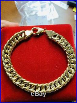 18K Saudi Gold Fine Cuban Bracelet 8 Long