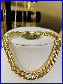 18K Saudi Gold Fine Cuban Bracelet 8 Long