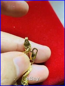 18K Saudi Gold Fine Rope Bracelet 8 Long