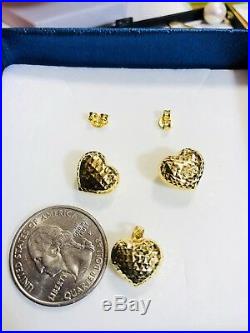 18K Saudi Gold Heart Earring & Pendant