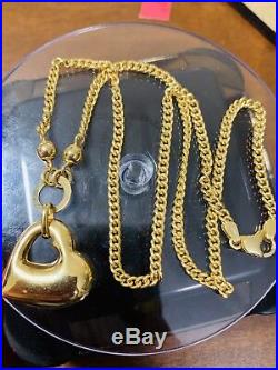 18K Saudi Gold Heart Necklace With 18 Long