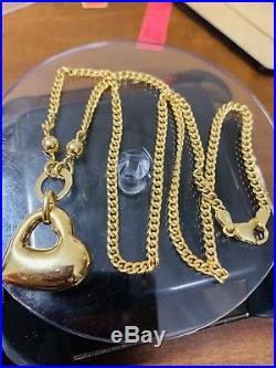 18K Saudi Gold Heart Necklace With 18 Long