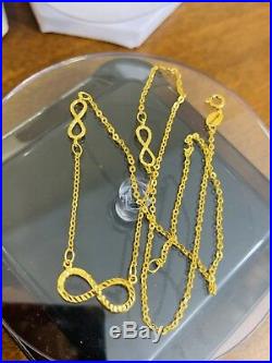 18K Saudi Gold Infinity Necklace With 18 Long