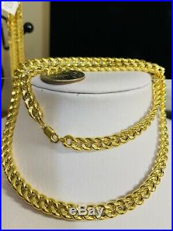 18K Saudi Gold Mens Chain Necklace With 22 Long