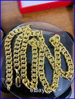 18K Saudi Gold Mens Chain Necklace With 22 Long