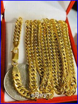 18K Saudi Gold Mens Cuban Necklace With 24 Long 6mm USA Seller