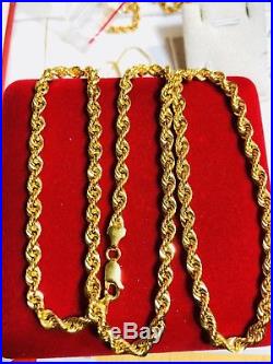 18K Saudi Gold Mens Rope Necklace With 24 Long